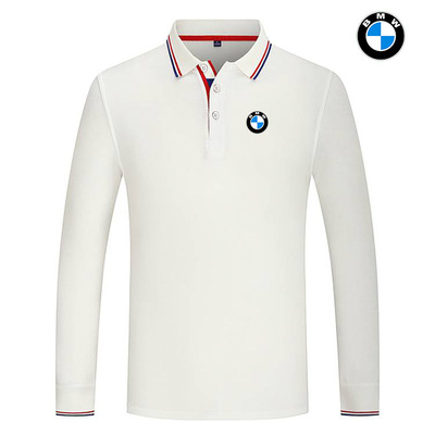 2022 Polo BMW Manche Longue Coton Col Contrasté Homme Regular Fit